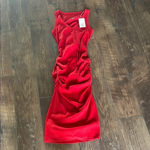 Red V-Neck Bodycon Sleeveless Dress, Size Small - Picture 2 of 5